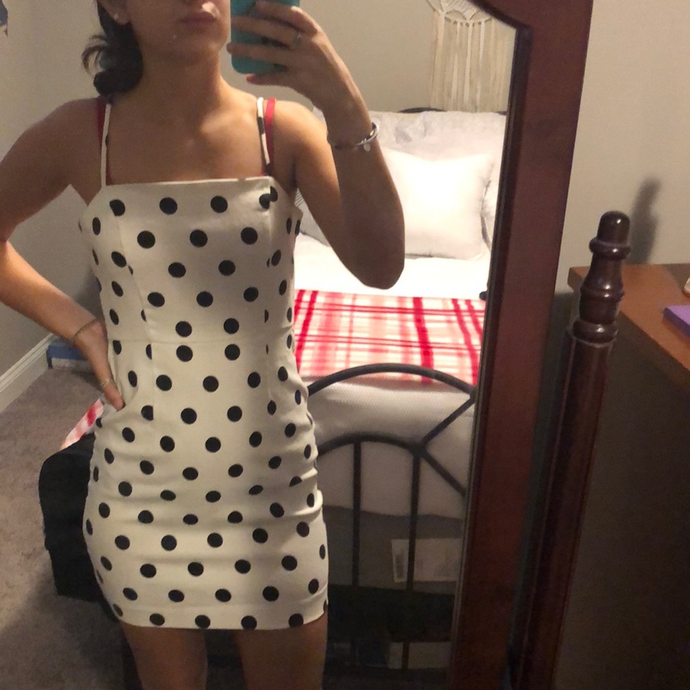 A black and white formal dress